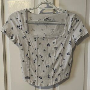 Hollister Blue Floral Crop Top